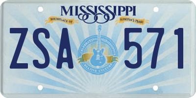 MS license plate ZSA571