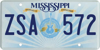 MS license plate ZSA572