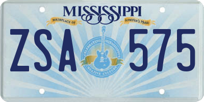 MS license plate ZSA575