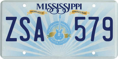MS license plate ZSA579