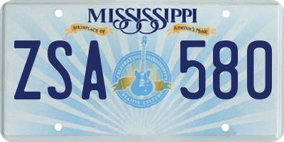 MS license plate ZSA580