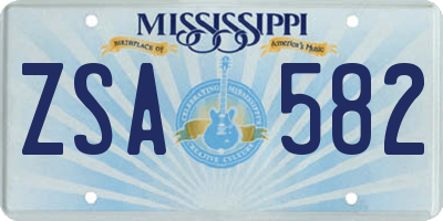 MS license plate ZSA582