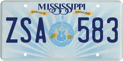 MS license plate ZSA583
