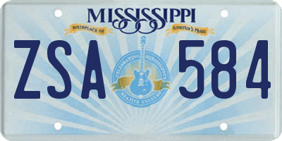MS license plate ZSA584