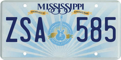 MS license plate ZSA585