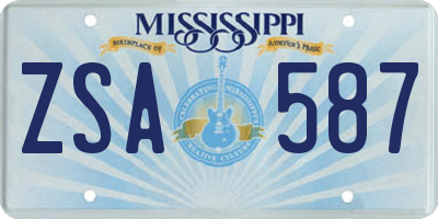 MS license plate ZSA587