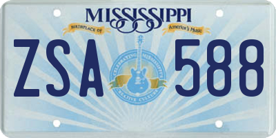 MS license plate ZSA588
