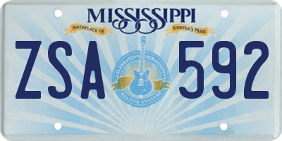 MS license plate ZSA592
