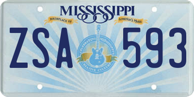 MS license plate ZSA593