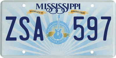 MS license plate ZSA597