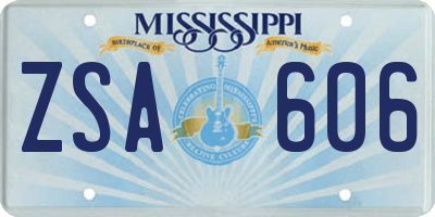 MS license plate ZSA606