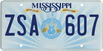 MS license plate ZSA607