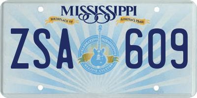 MS license plate ZSA609