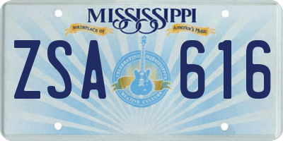 MS license plate ZSA616