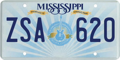 MS license plate ZSA620