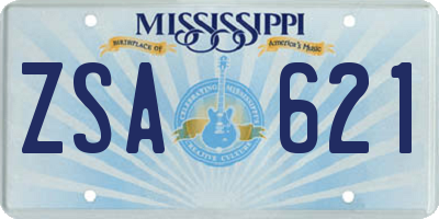 MS license plate ZSA621