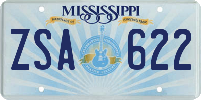 MS license plate ZSA622