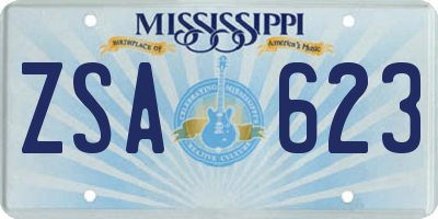 MS license plate ZSA623