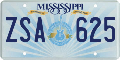 MS license plate ZSA625