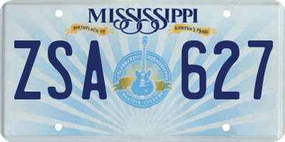 MS license plate ZSA627