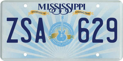 MS license plate ZSA629