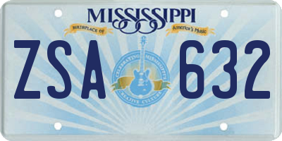 MS license plate ZSA632