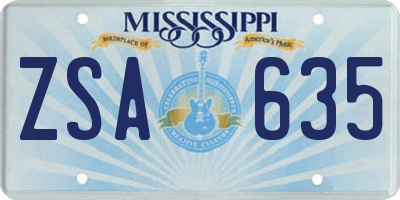 MS license plate ZSA635