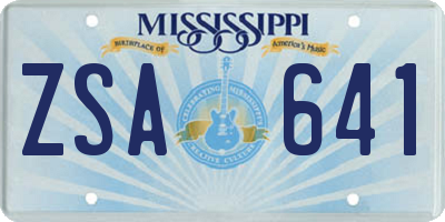 MS license plate ZSA641