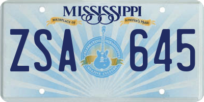 MS license plate ZSA645