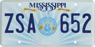 MS license plate ZSA652