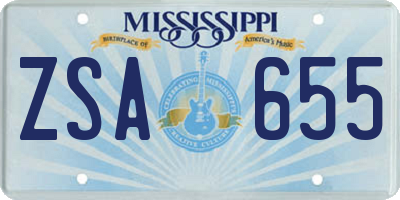 MS license plate ZSA655