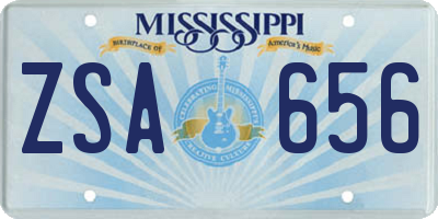 MS license plate ZSA656
