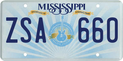 MS license plate ZSA660