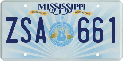 MS license plate ZSA661