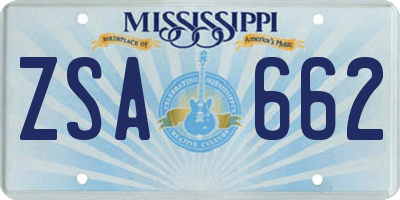 MS license plate ZSA662