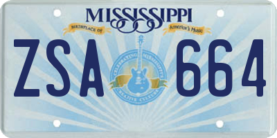 MS license plate ZSA664