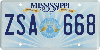 MS license plate ZSA668