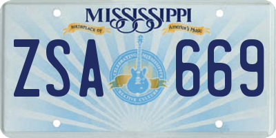 MS license plate ZSA669