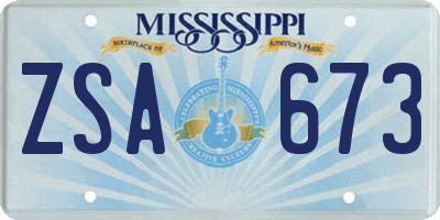 MS license plate ZSA673