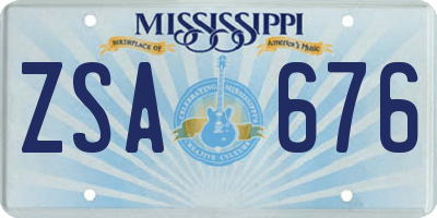 MS license plate ZSA676