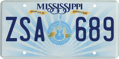 MS license plate ZSA689