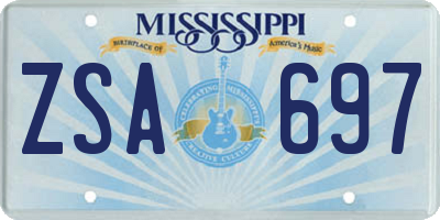 MS license plate ZSA697