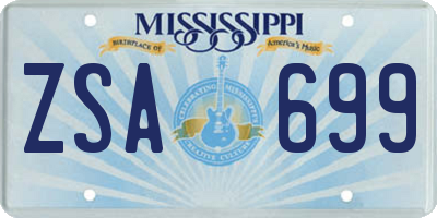 MS license plate ZSA699