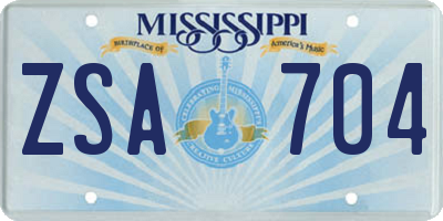 MS license plate ZSA704