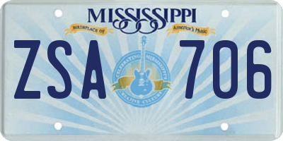 MS license plate ZSA706