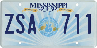 MS license plate ZSA711