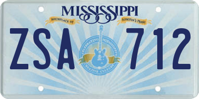 MS license plate ZSA712