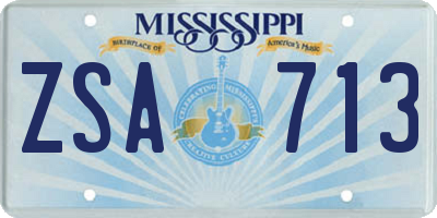 MS license plate ZSA713