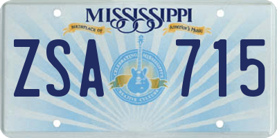 MS license plate ZSA715
