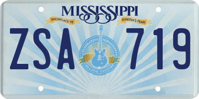 MS license plate ZSA719